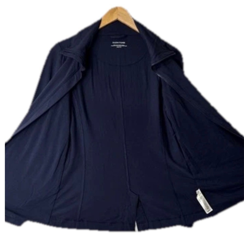 Eileen Fisher Full Zip Jacket Women‎ XXS Navy Blue Pockets Stretch Lightweight - Picture 3 of 9